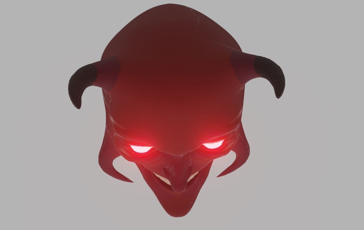 Evil Dark Demon Head  Low-poly 3D model_8