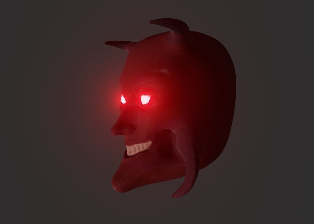 Evil Dark Demon Head  Low-poly 3D model_2