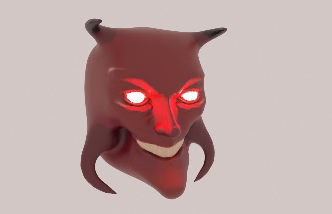 Evil Dark Demon Head  Low-poly 3D model_1