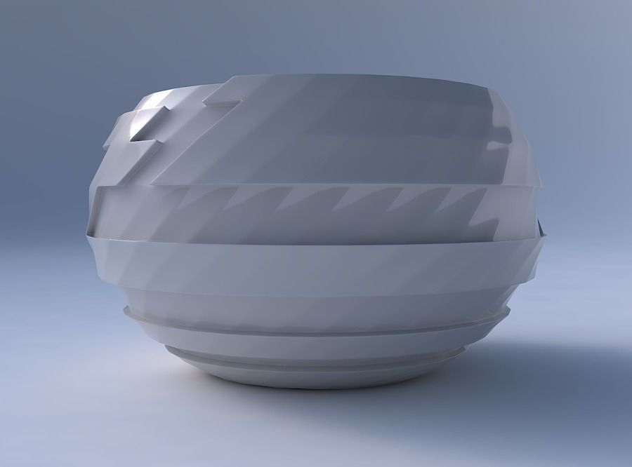 Bowl spheric twisted with sharp ribbons 3D print model_4