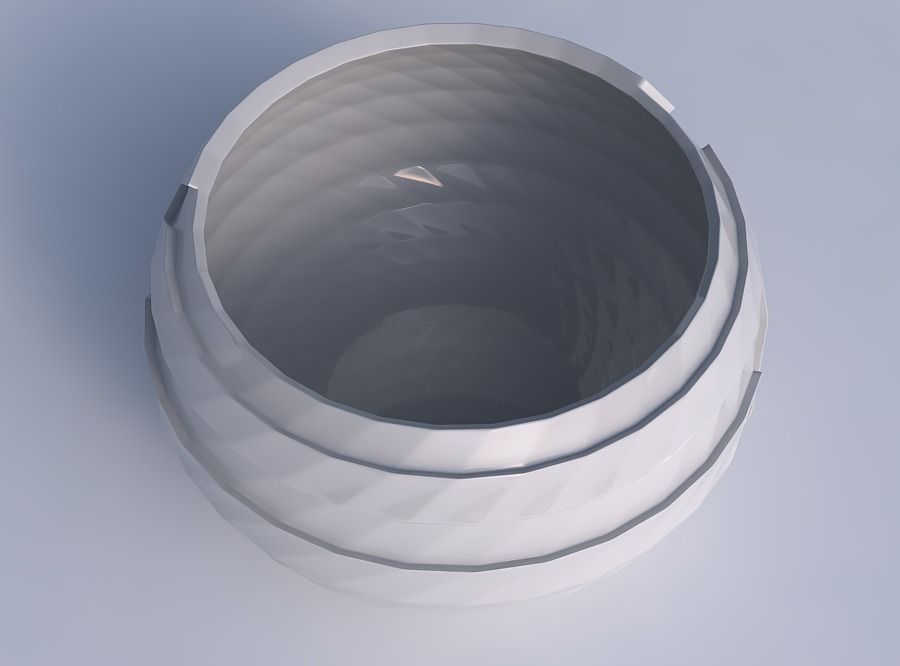 Bowl spheric twisted with sharp ribbons 3D print model_1