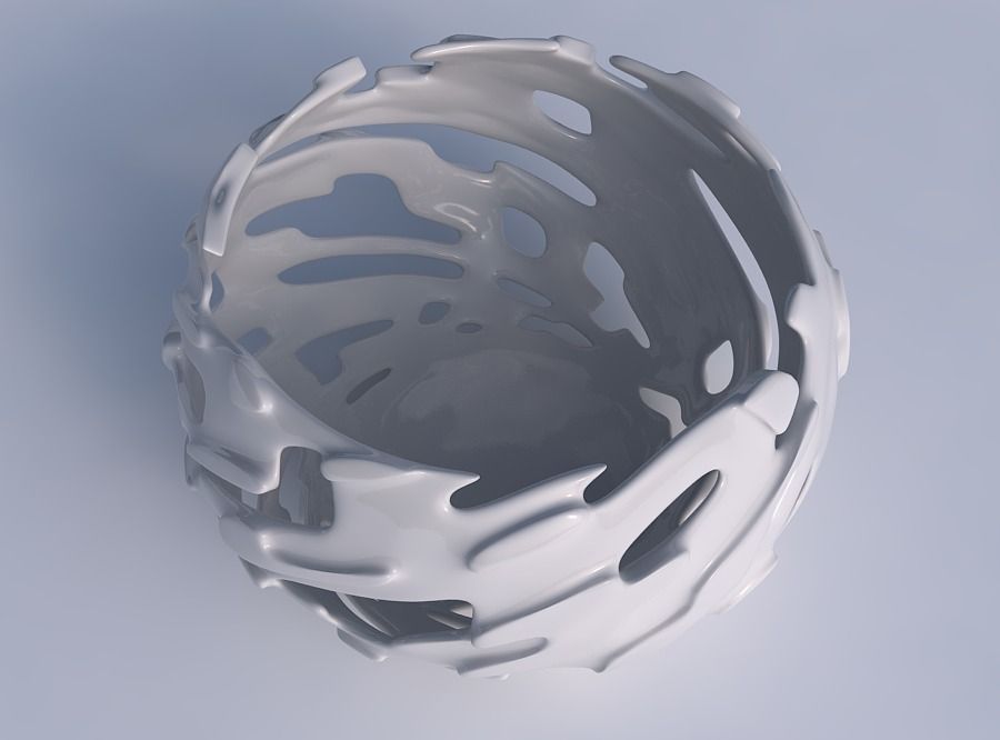 Bowl spheric twisted with smooth cuts and bulges   3D print model_1
