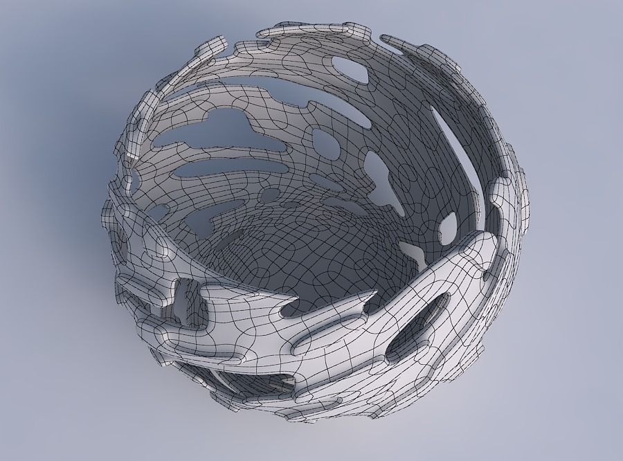 Bowl spheric twisted with smooth cuts and bulges   3D print model_6