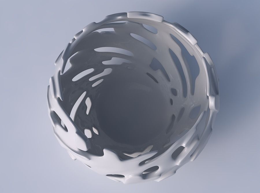 Bowl spheric twisted with smooth cuts and bulges   3D print model_2
