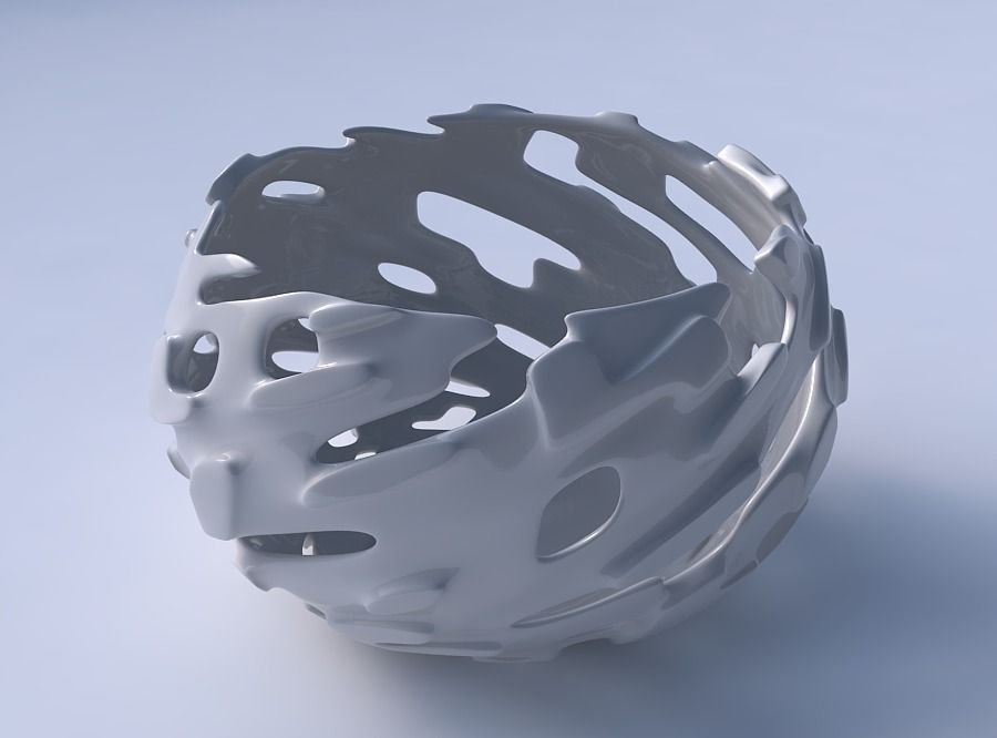 Bowl spheric twisted with smooth cuts and bulges   3D print model_3