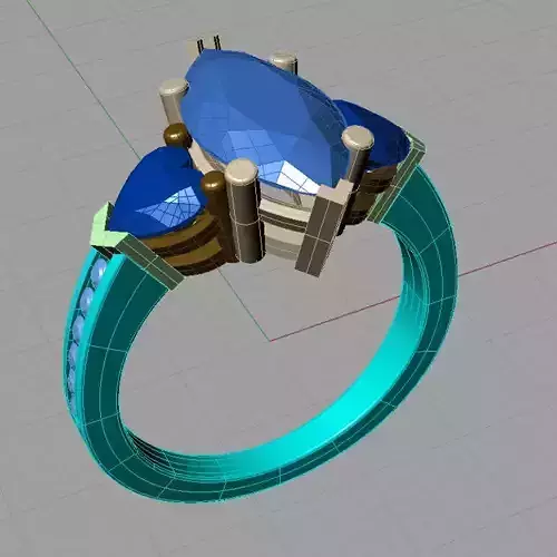 Ring with gems 3dm stl 3D print model Free anello gratis