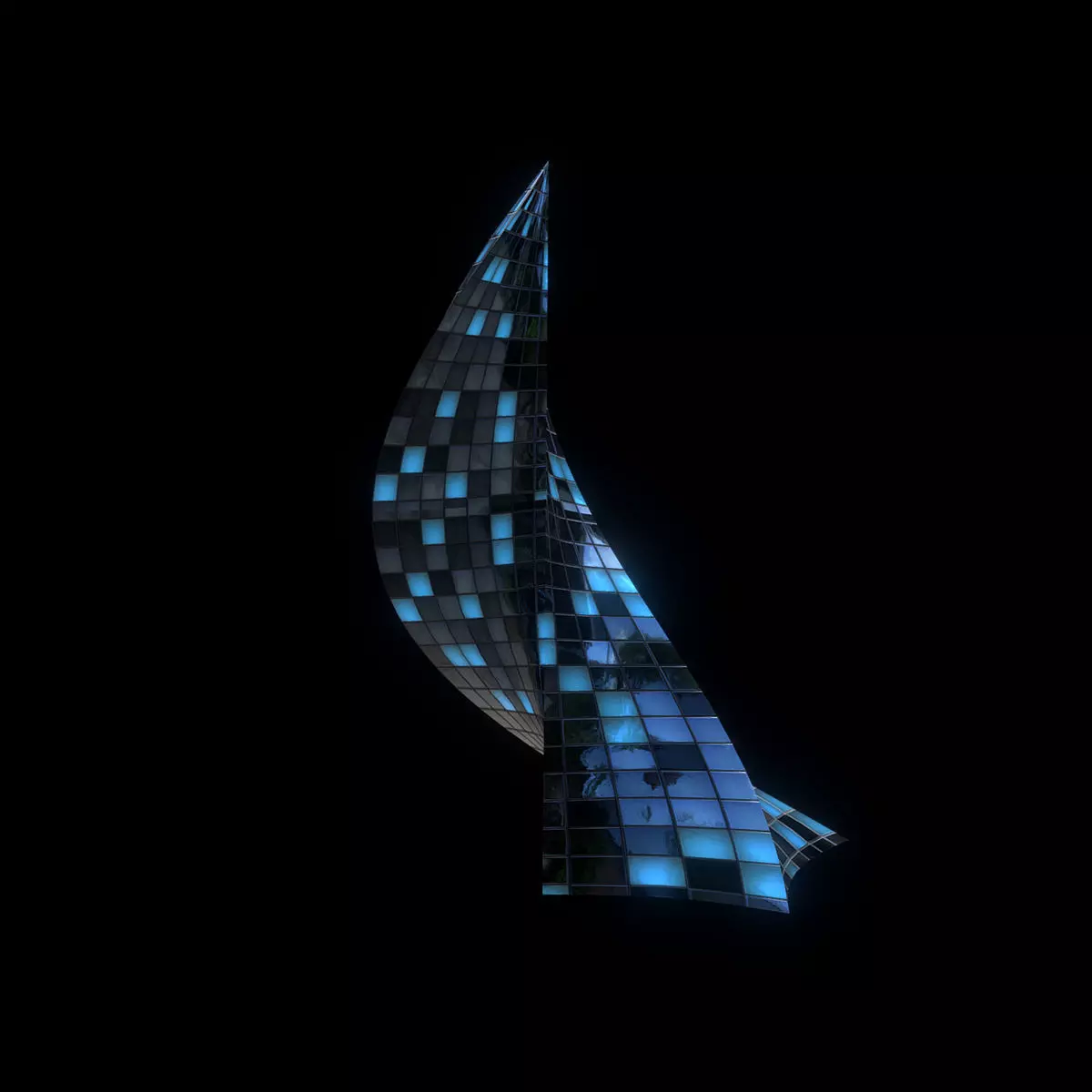 Futuristic Glass Skyscraper 3D model_0