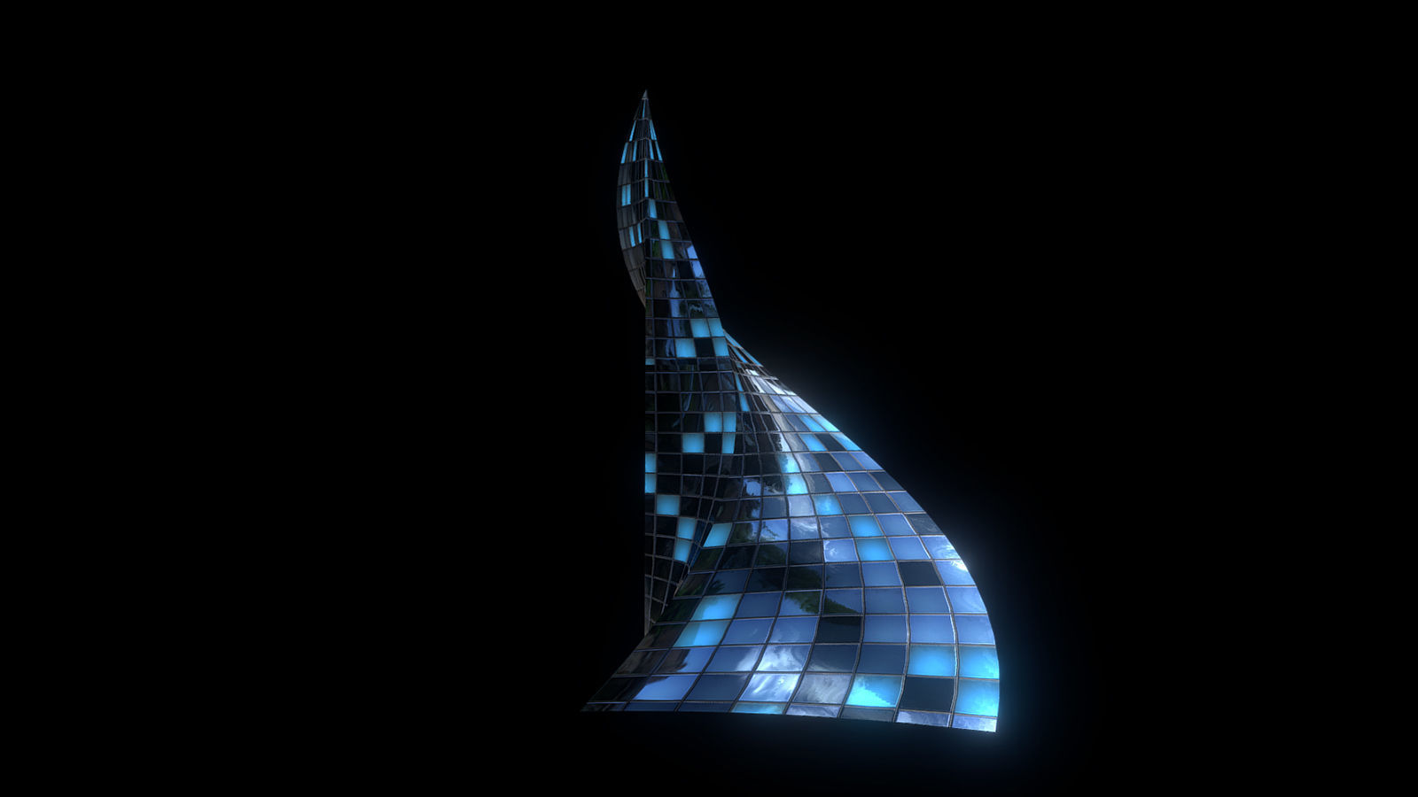Futuristic Glass Skyscraper 3D model_3