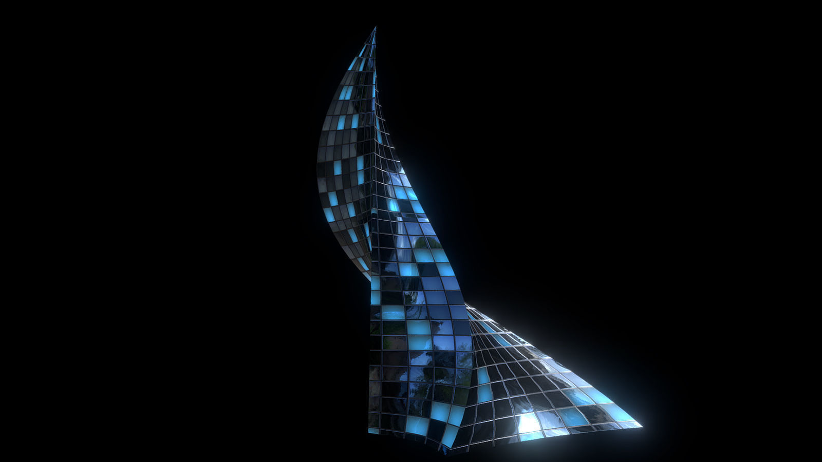 Futuristic Glass Skyscraper 3D model_2