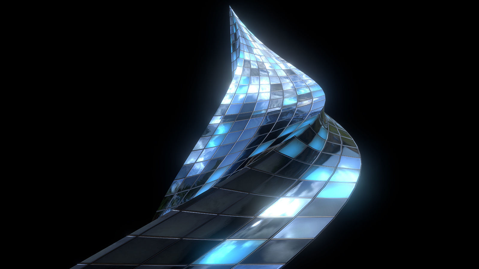 Futuristic Glass Skyscraper 3D model_4