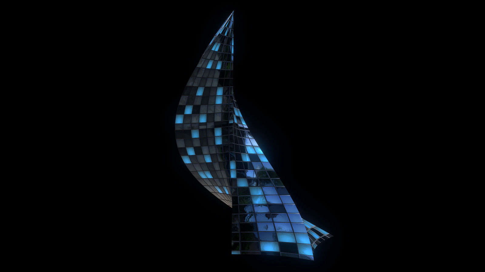 Futuristic Glass Skyscraper 3D model_1