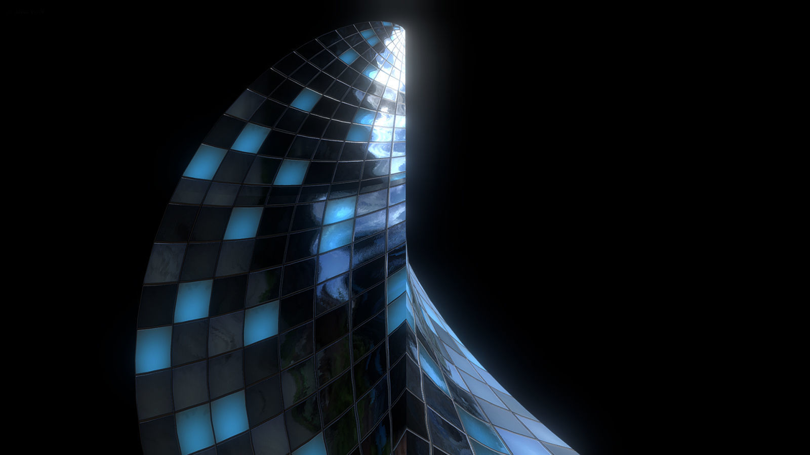 Futuristic Glass Skyscraper 3D model_5