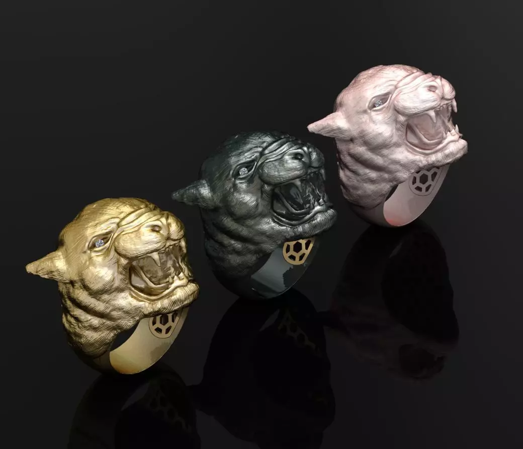 Tiger Ring jewelry 3D print model
