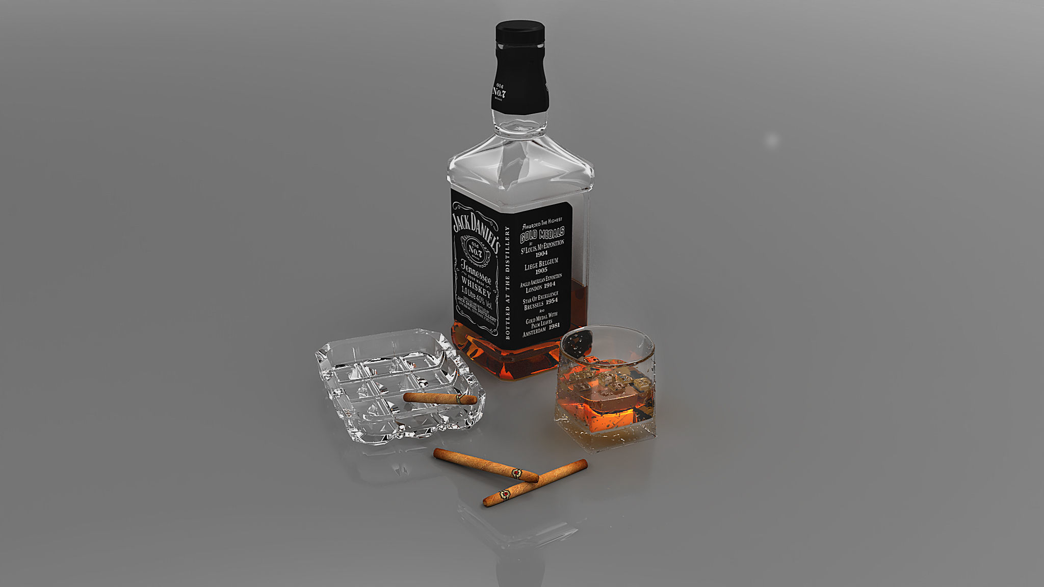 Whiskey pack 3D model_2