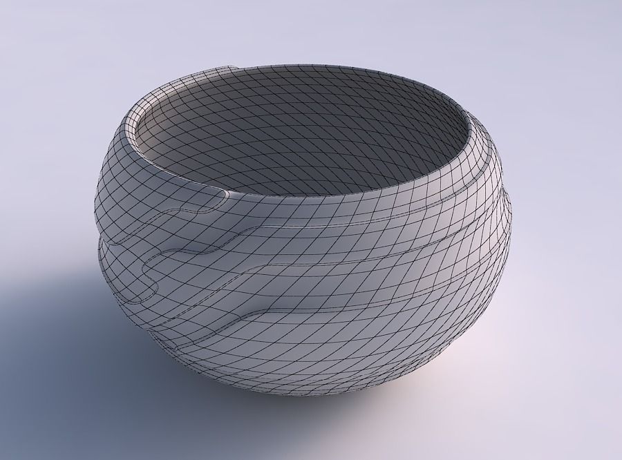 Bowl spheric twisted with smooth ribbons 3D print model_5
