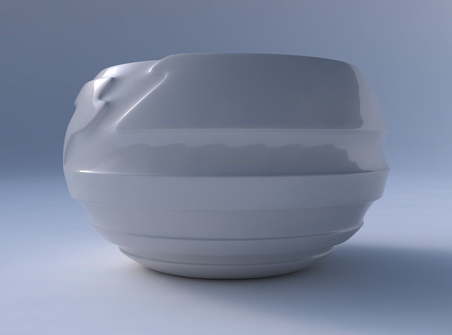 Bowl spheric twisted with smooth ribbons 3D print model_4