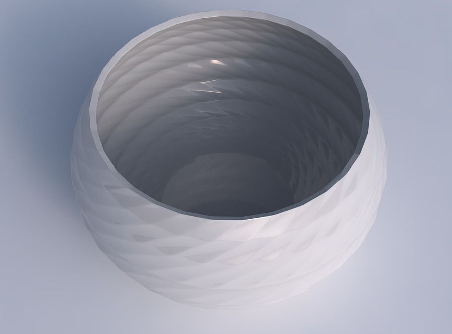 Bowl spheric twisted with uniform polygons 3D print model_1