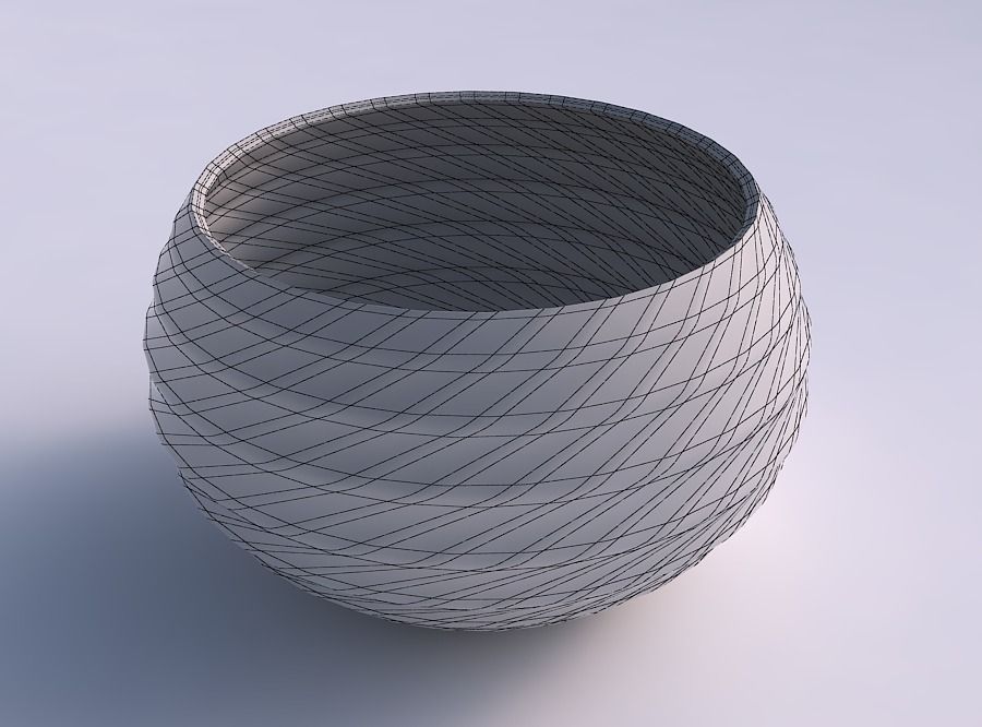 Bowl spheric twisted with uniform polygons 3D print model_5