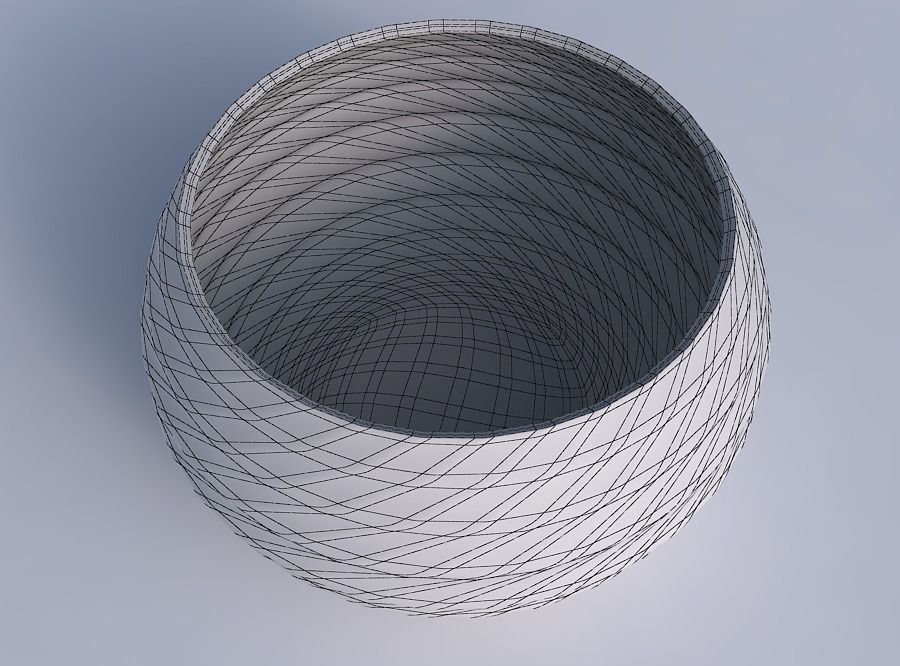 Bowl spheric twisted with uniform polygons 3D print model_6