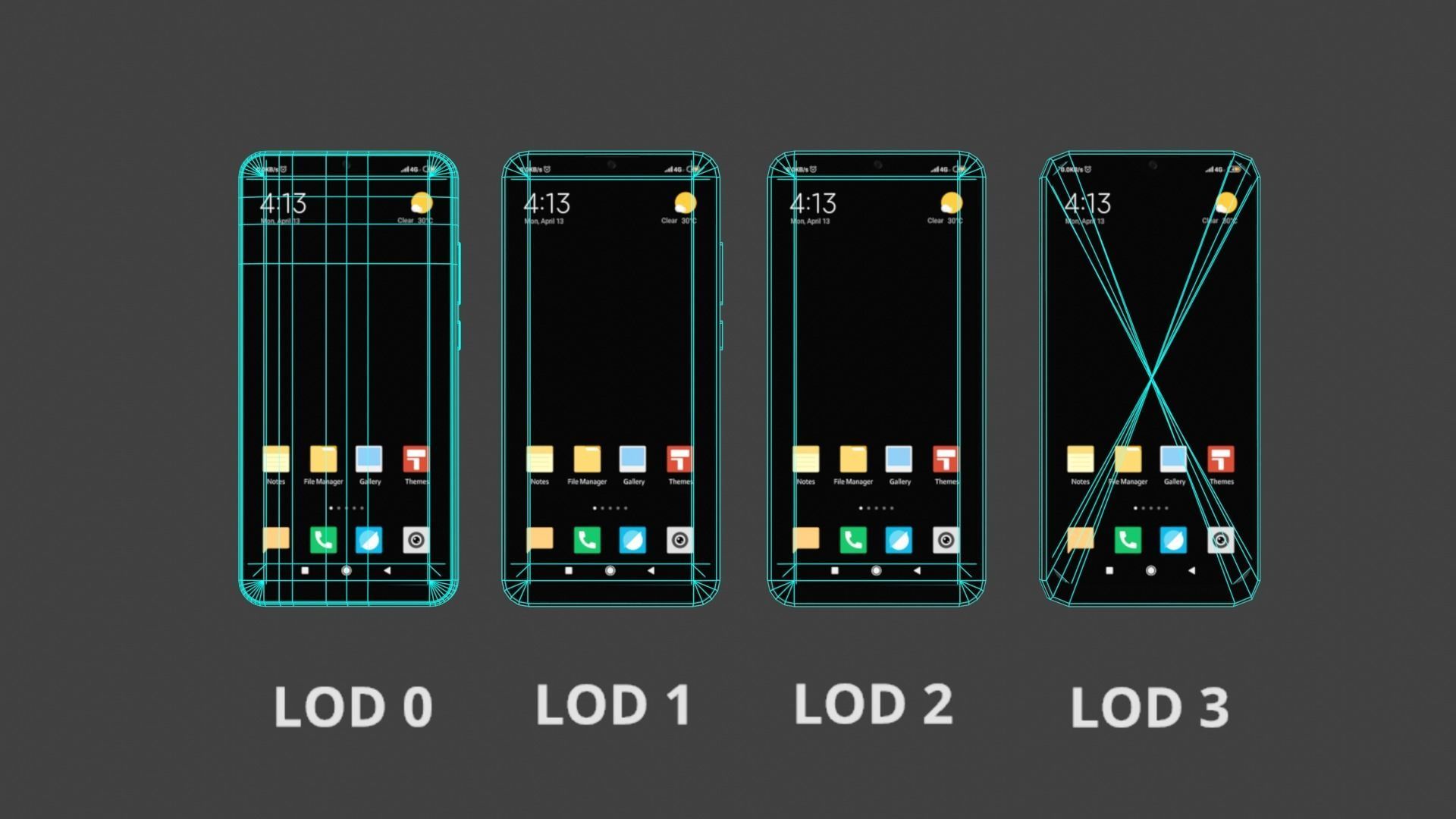 Smartphone 3D 4K PBR Game Asset with LODs Low-poly 3D model_2