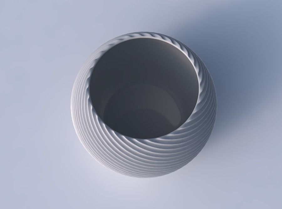 Bowl spheric with bent extruded lines 2 3D print model_2