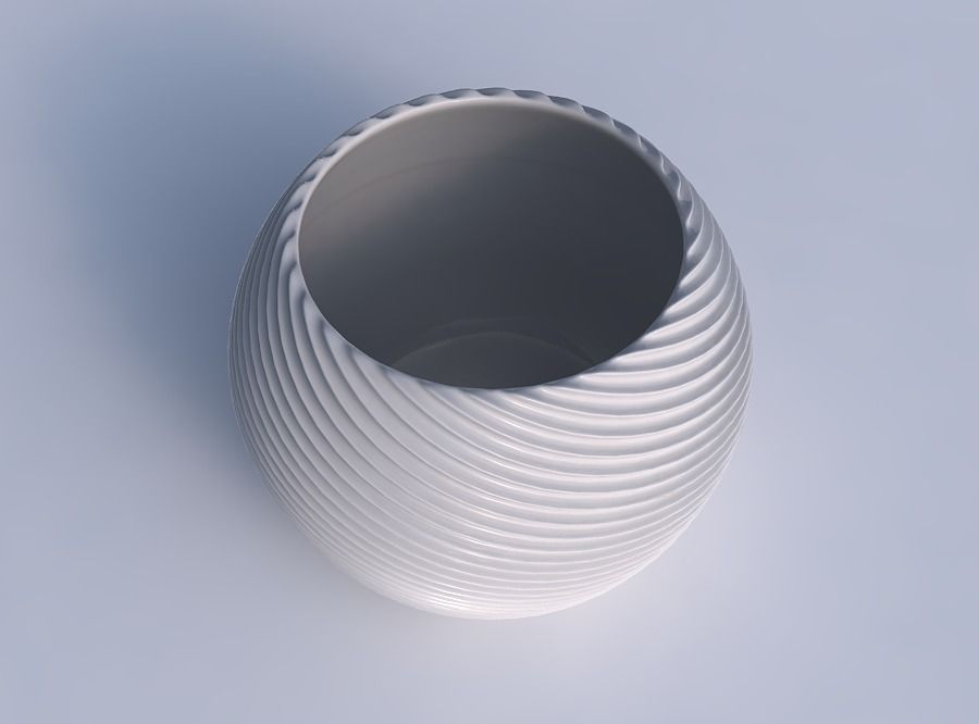 Bowl spheric with bent extruded lines 2 3D print model_1