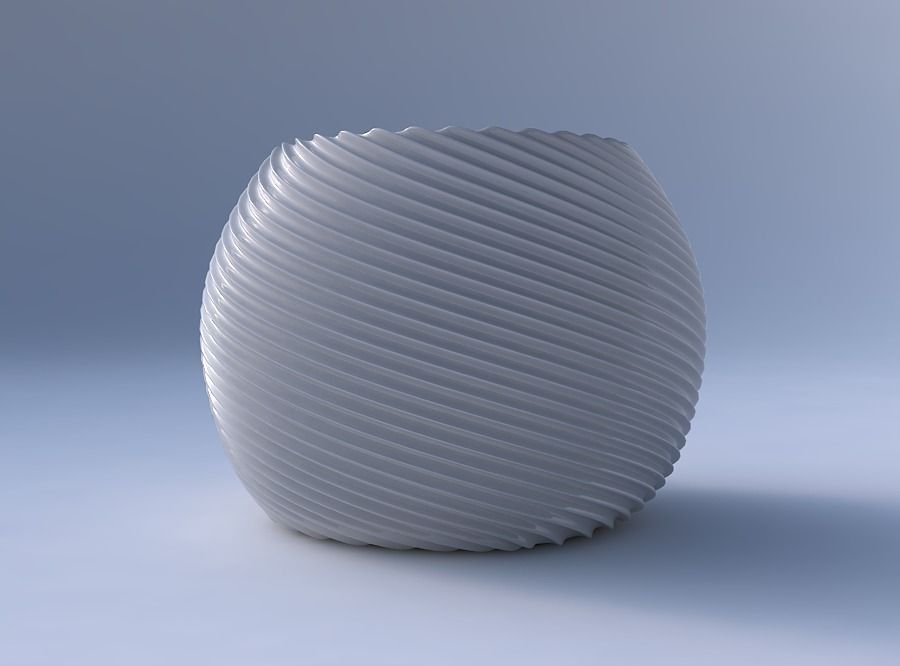 Bowl spheric with bent extruded lines 2 3D print model_4