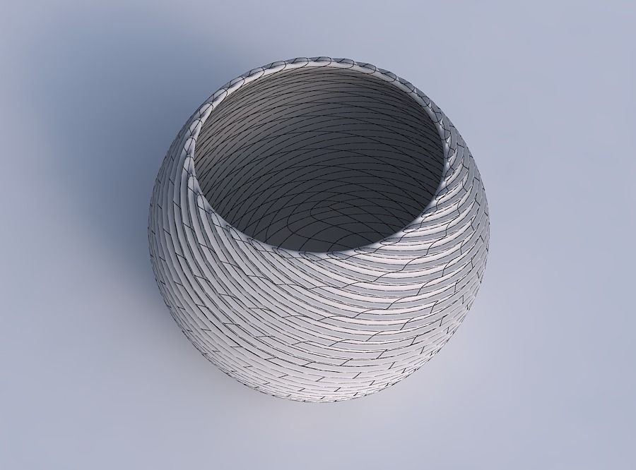Bowl spheric with bent extruded lines 2 3D print model_6