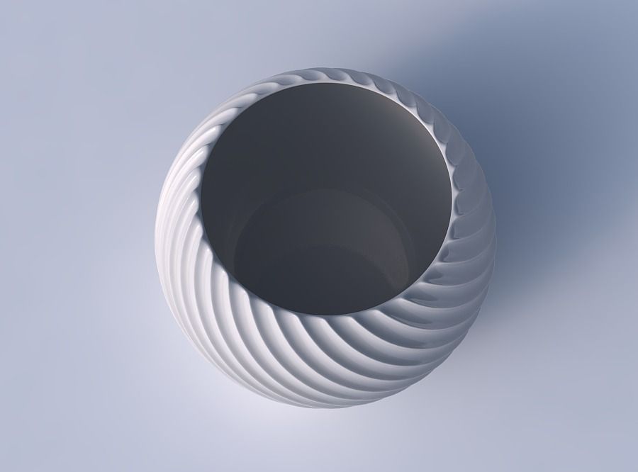 Bowl spheric with bent extruded lines 3D print model_2