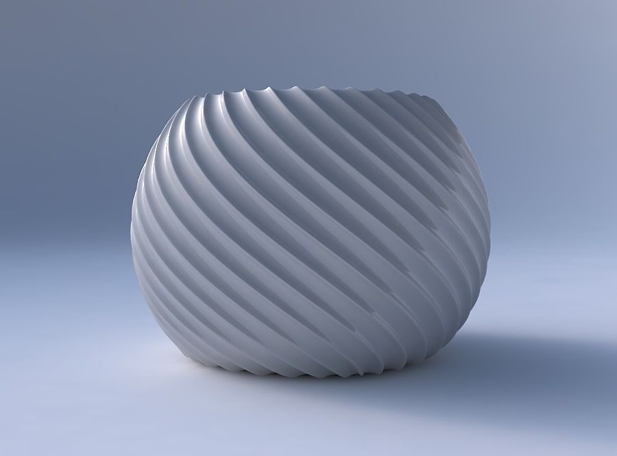 Bowl spheric with bent extruded lines 3D print model_4