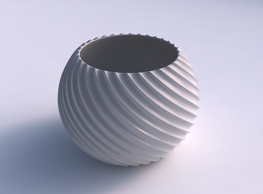 Bowl spheric with bent extruded lines 3D print model_0
