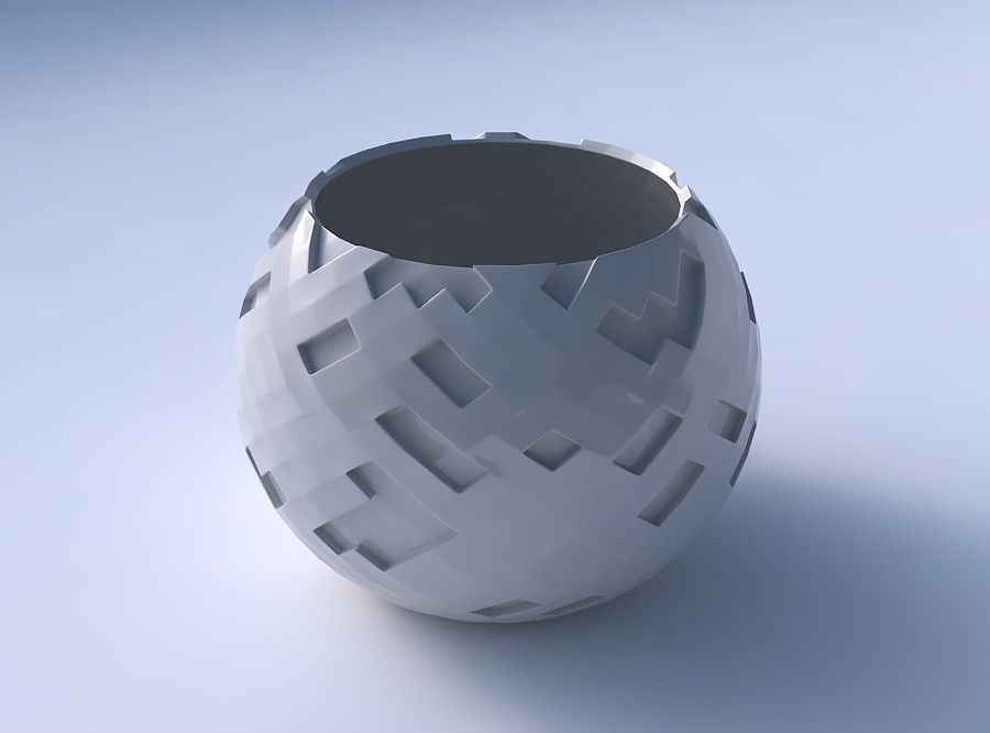 Bowl spheric with cavities 3D print model_3