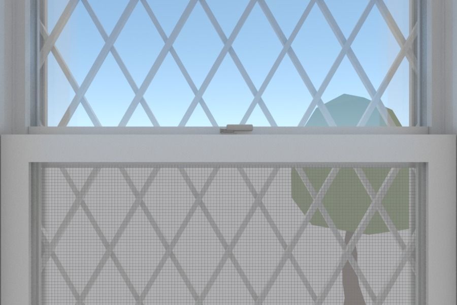 Japanese Window Vertical sliding 3D model_5