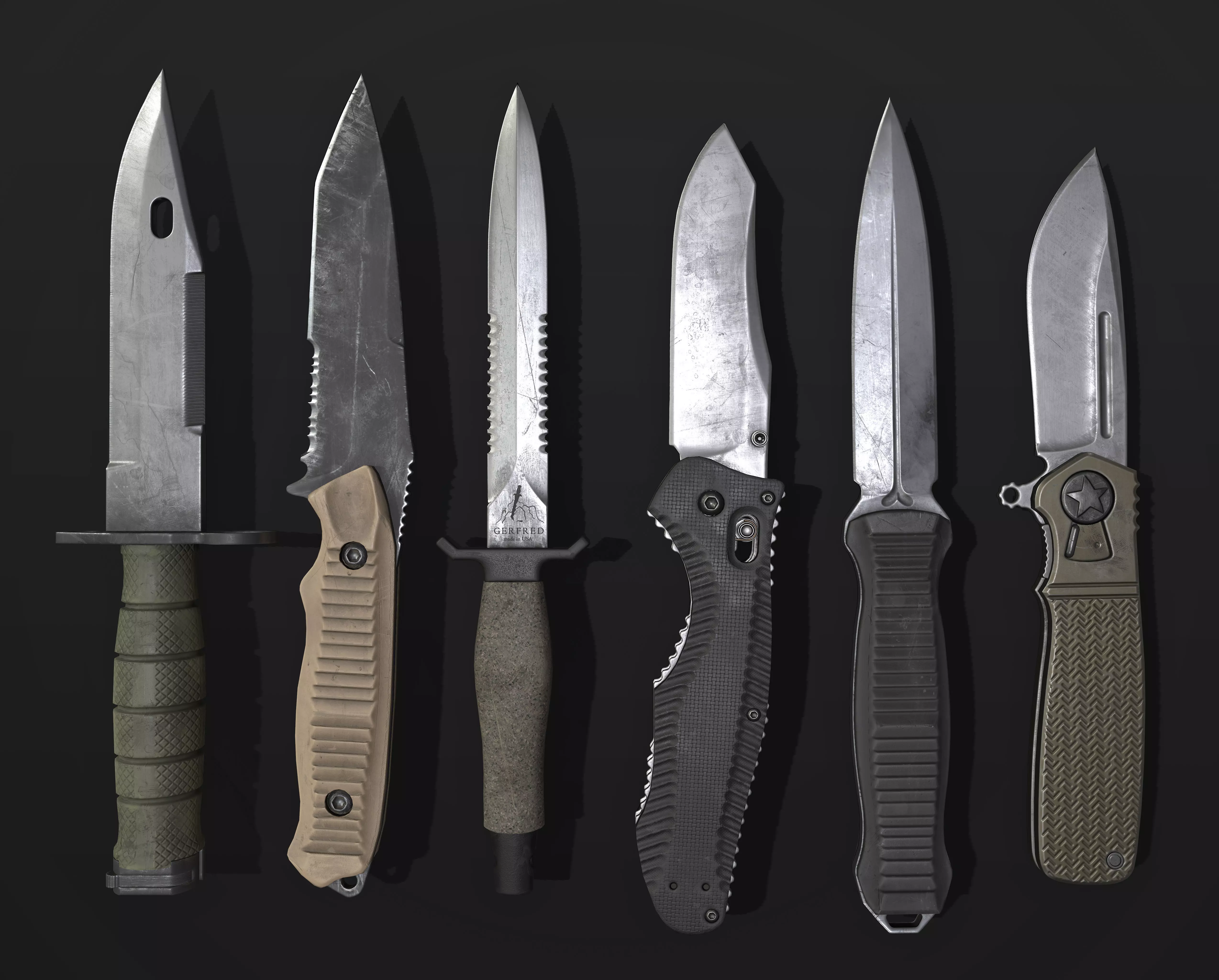 Knives knife Low-poly 3D model_0