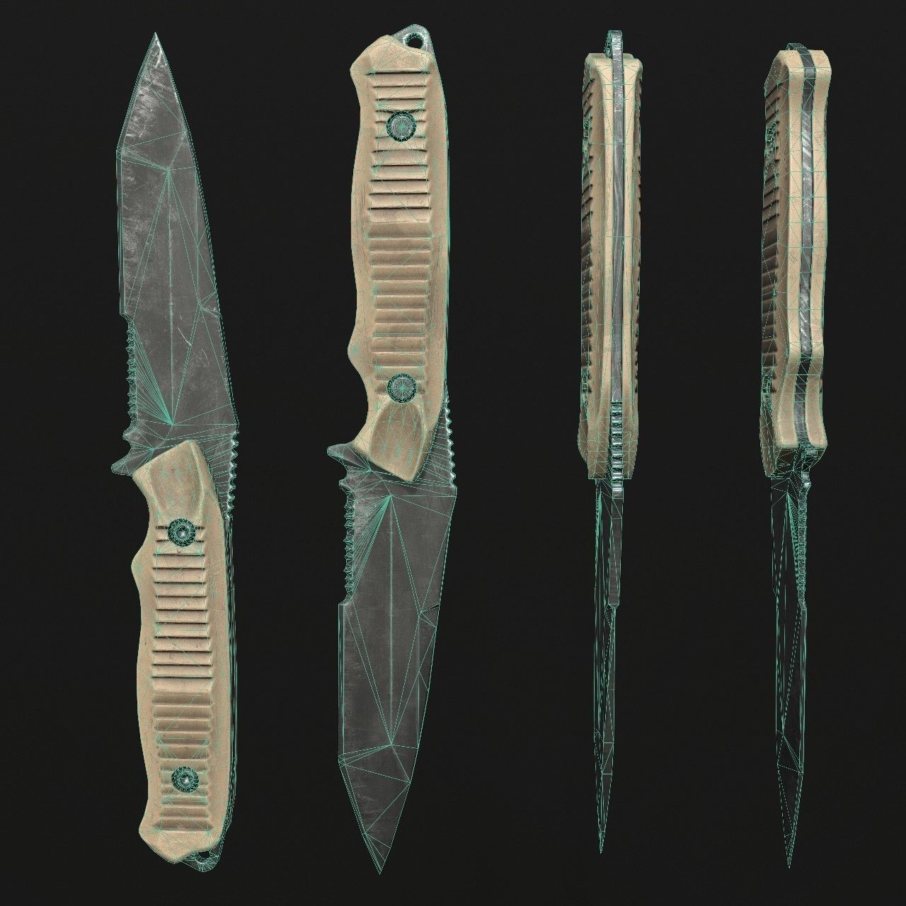 Knives knife Low-poly 3D model_30