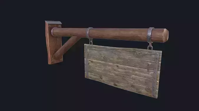 Wooden Signboard Low-poly 