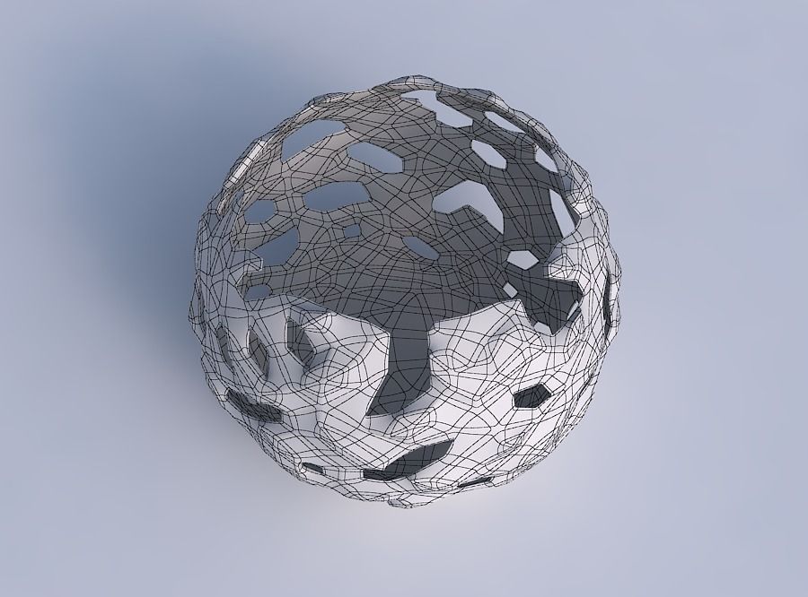 Bowl spheric with faceted cuts and bulges  3D print model_6