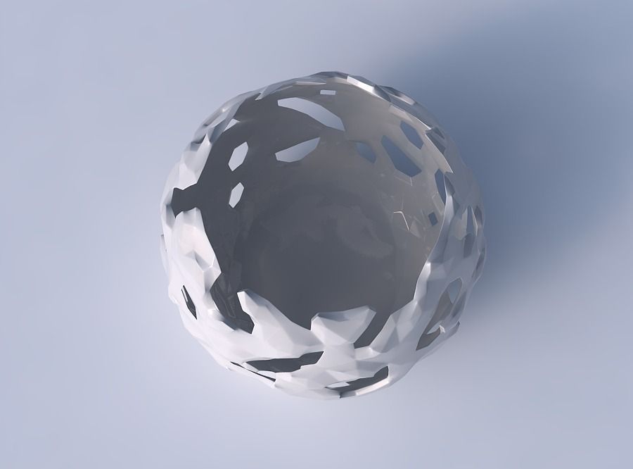 Bowl spheric with faceted cuts and bulges  3D print model_2