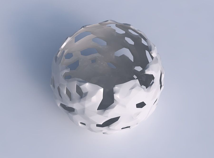 Bowl spheric with faceted cuts and bulges  3D print model_1