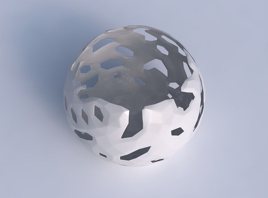 Bowl spheric with faceted cuts 3D print model_1