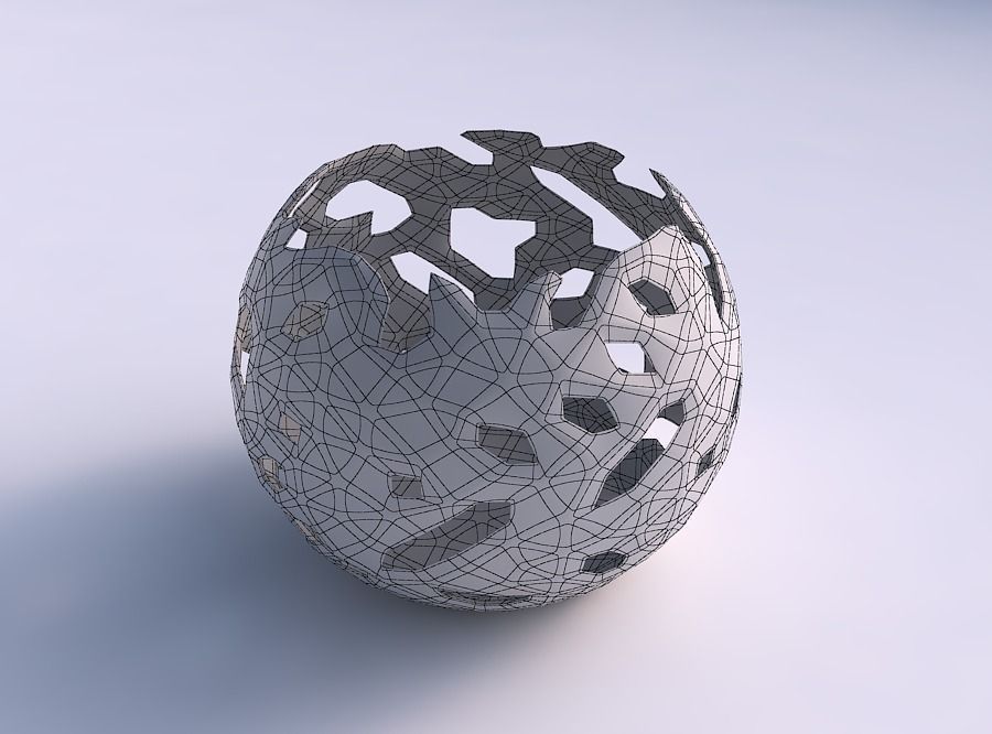 Bowl spheric with faceted cuts 3D print model_5