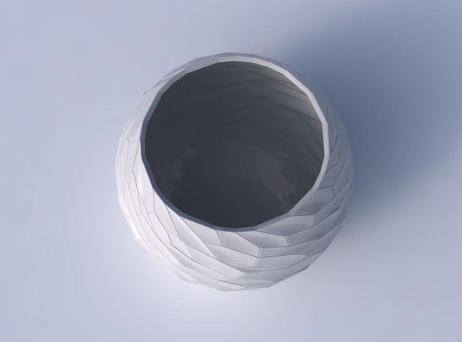 Bowl spheric with fine twisted organic cells 3D print model_2