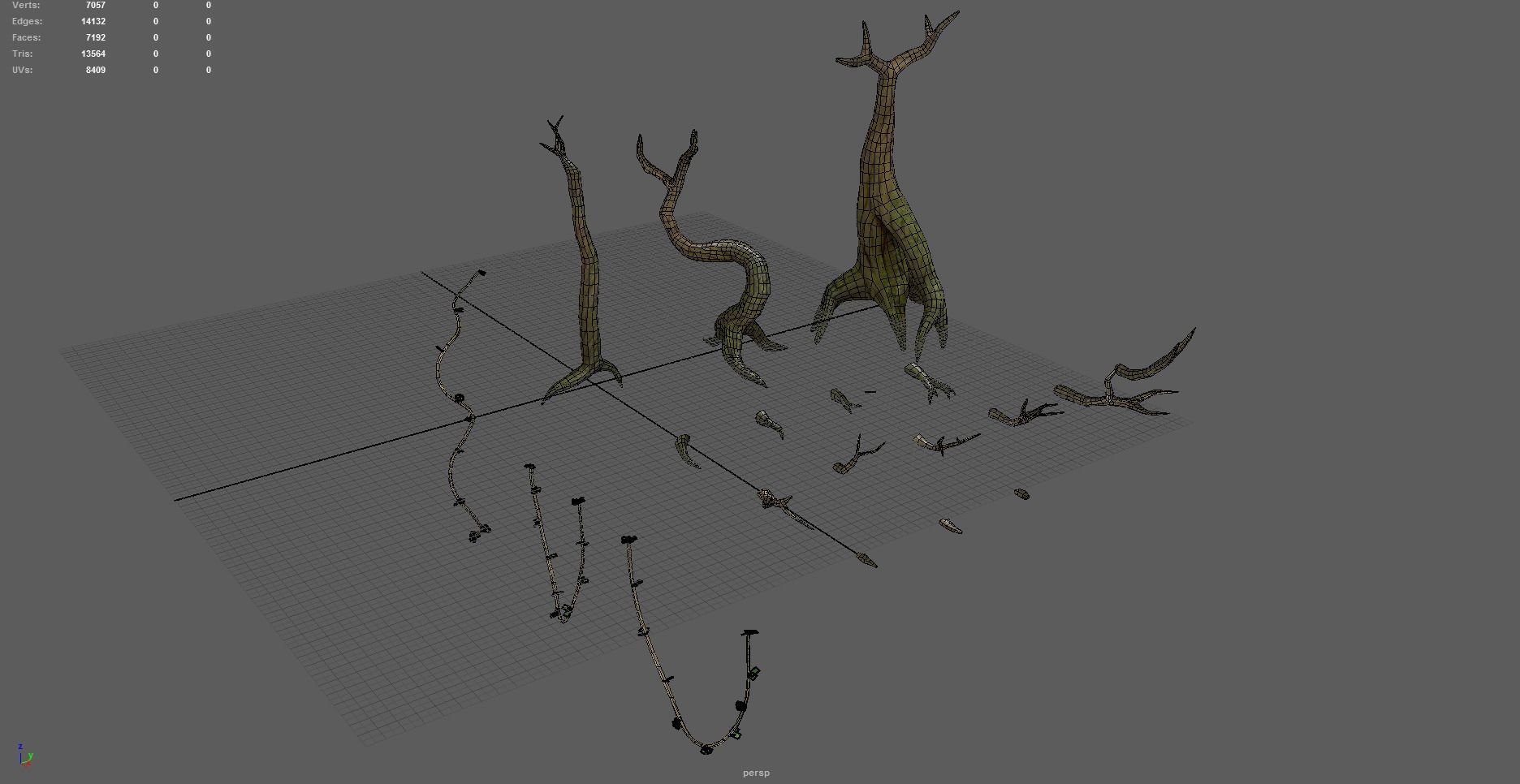 Modular Trees Pack - game models Low-poly 3D model_31