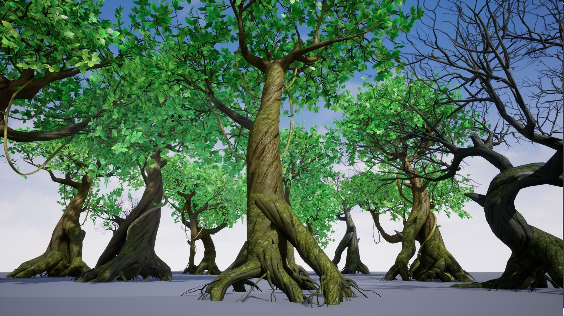 Modular Trees Pack - game models Low-poly 3D model_1