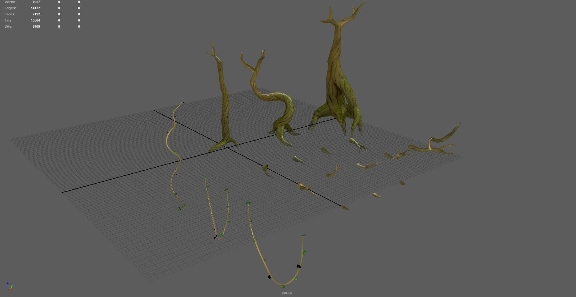 Modular Trees Pack - game models Low-poly 3D model_28