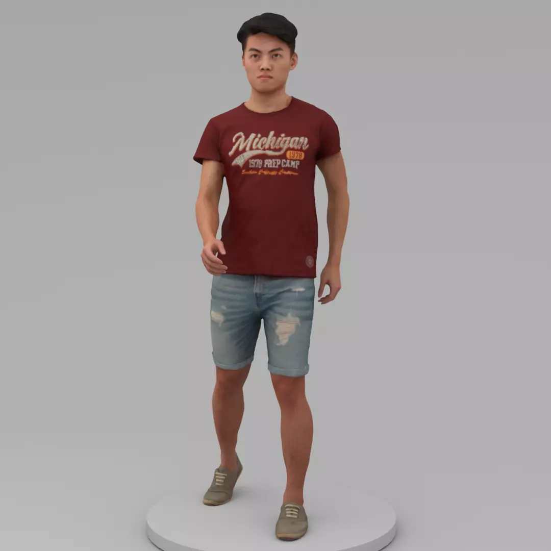 A Strong Young Man Walking Along 3D model