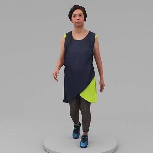 A Middle-age Woman Walking Along 3D model