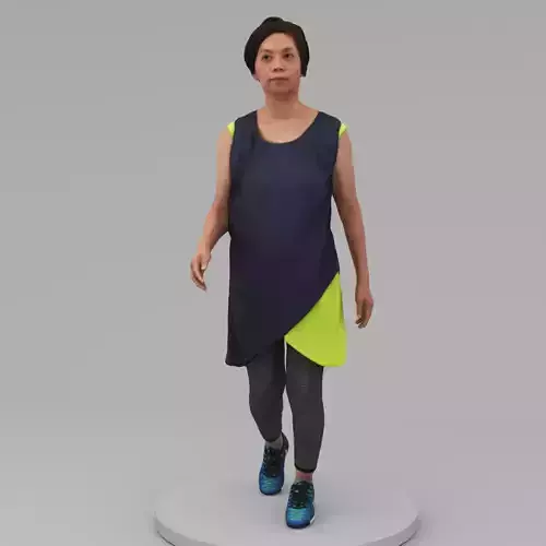 A Middle-age Woman Walking Along 3D model