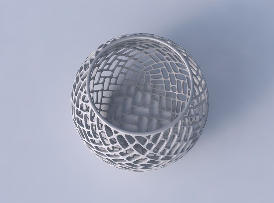 Bowl spheric with lattice tiles 3D print model_2