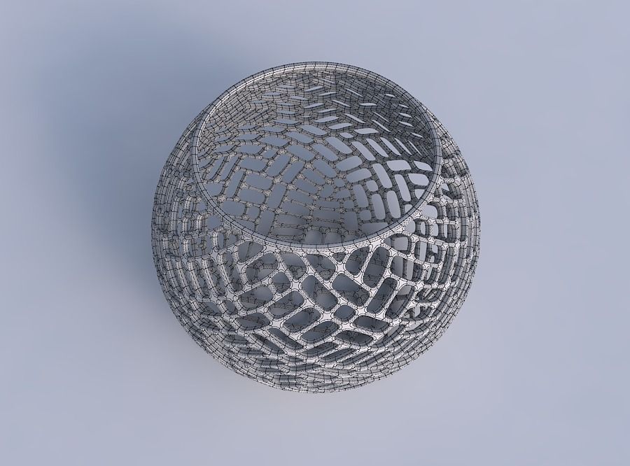 Bowl spheric with lattice tiles 3D print model_6